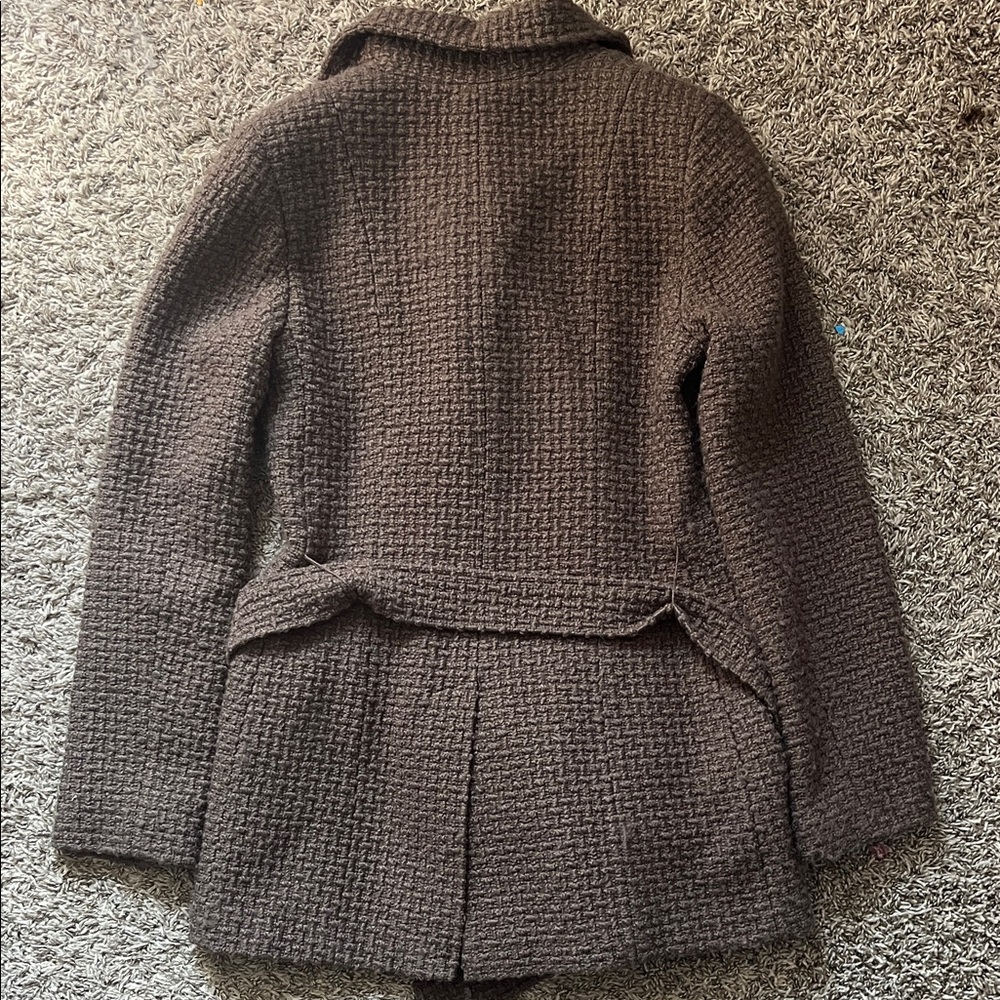 Calvin Klein Women's Textured Brown Pea Coat Winter Autumn Formal Fashion - Picture 9 of 9